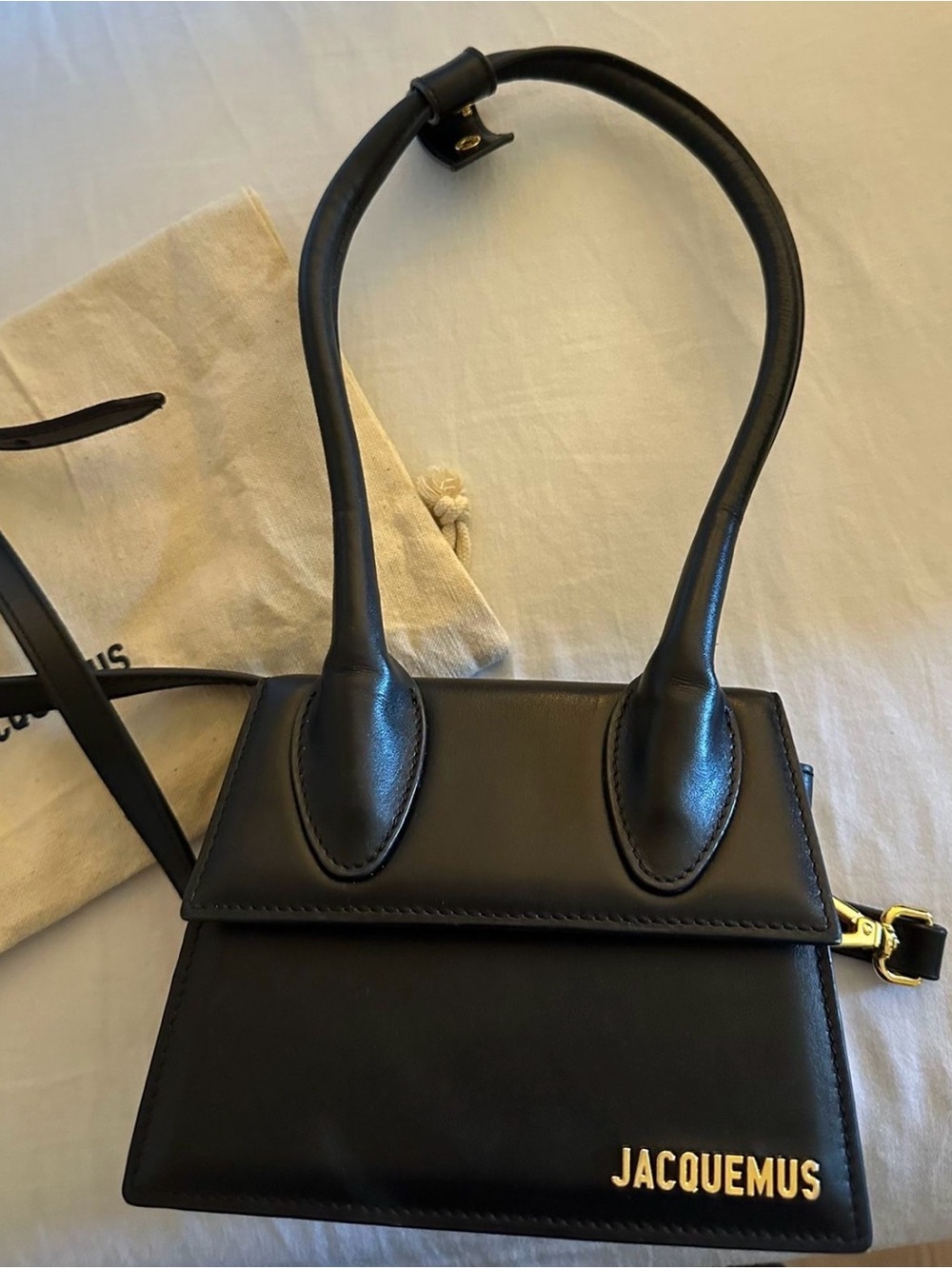 Jacquemus The Knot Chiquito Tote Bag with Gold Logo